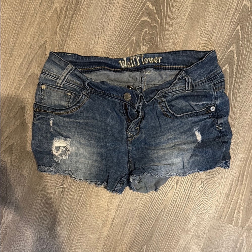 Wallflower Blue Jean Shorts Distressed Cut-Off Style